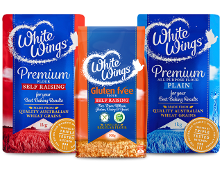 White Wings plain flour, gluten free flour, self raising flour