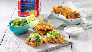 Sweet Potato & Corn Fritters with Chunky Avocado